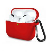 Szilikon tok Airpods 3 készülékhez karabinerrel - Piros