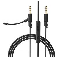 Audiokábel Sony MDR-10RBT, 10RNC, 10R, 1R, 1RMK2 és 1AM2 fejhallgatóhoz - Fekete, szilikon mikrofonnal