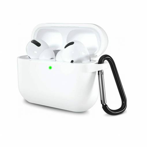 Foto - Szilikon tok Airpods 3-hoz karabinerrel - Fehér