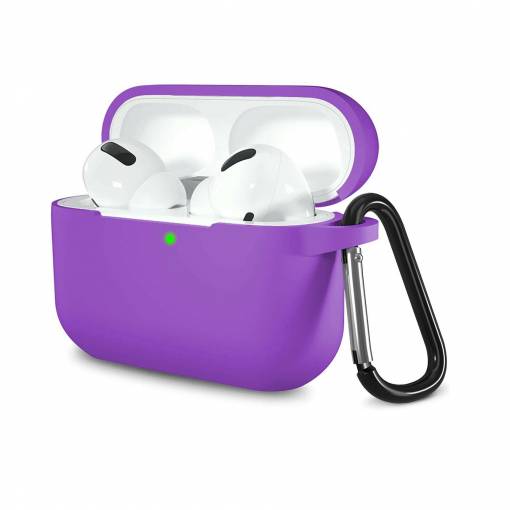 Foto - Szilikon tok Airpods 3-hoz karabinerrel - Lila