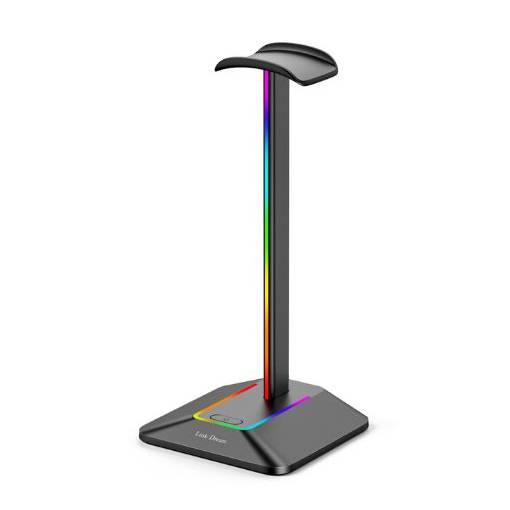 Foto - Háttérvilágítású RGB fejhallgató-állvány USB-portokkal - Fekete